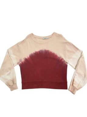 NA-KD Oversized Tie Dye Cropped Sweatshirt Pink/cream Burgundy Cotton Size Mediu